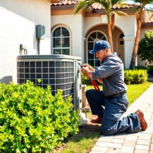 ac contractor tampa: licensed contractor performing air conditioning services