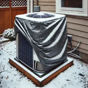 Air conditioning unit covered in winter, Right or Wrong?